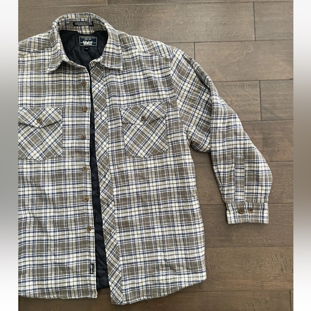 Levi Strauss & Co Levi’s Jacket Mens Large Plaid Quilted Lined Flannel Shacket